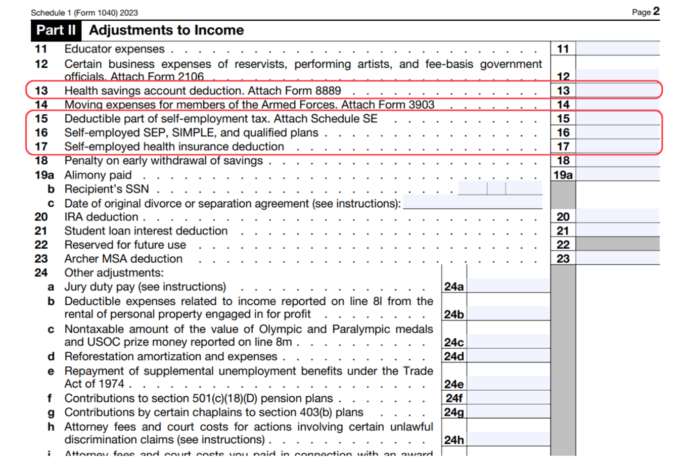 Schedule 1 Additional Income